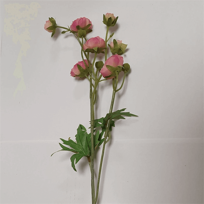 Gisela Graham Artificial Pink Mini Ranunculus Spray
